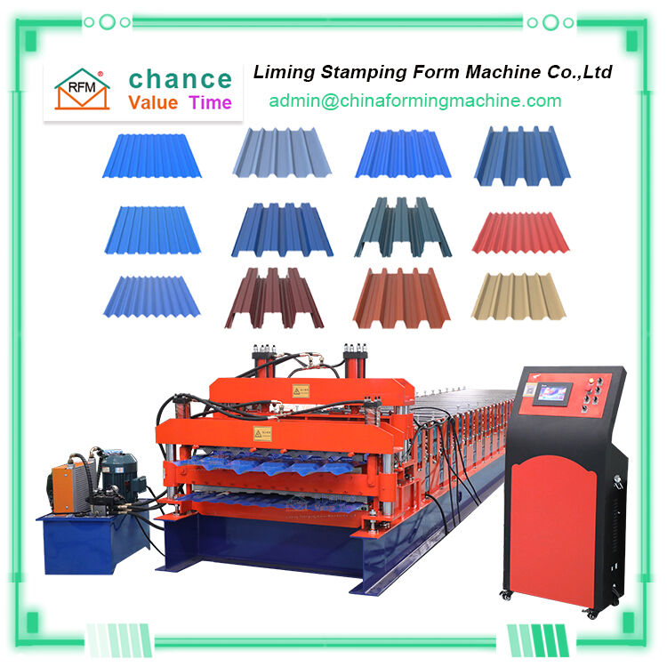 Glazed Tile Trapezoidal Steel Step Tile Roofing Double Layer Roll Forming Machine